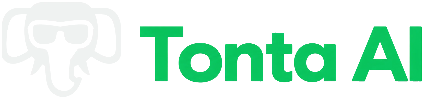 Tonta AI logo: black elephant wearing sunglasses next to the green Tonta AI wordmark